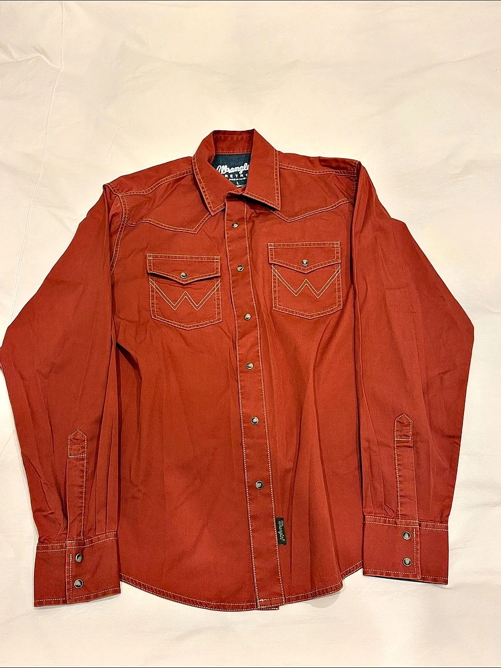 Wrangler Retro Premium Western Snap Solid Shirt Red Large